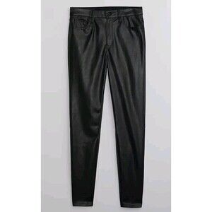 NWT Women's GAP Fac Hi Rise Univ Black Vegan Leather Leggings Sz 0/25R Jeans G2